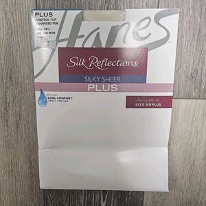 Hanes Silk Reflections Control Top Enhanced Toe Size Plus Petite Pearl Wicking